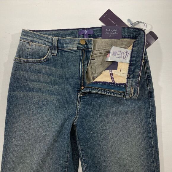 NYDJ Marilyn Jeans Size 6 Blue Denim Straight Leg Mid Rise Distressed #7017U - Picture 6 of 12